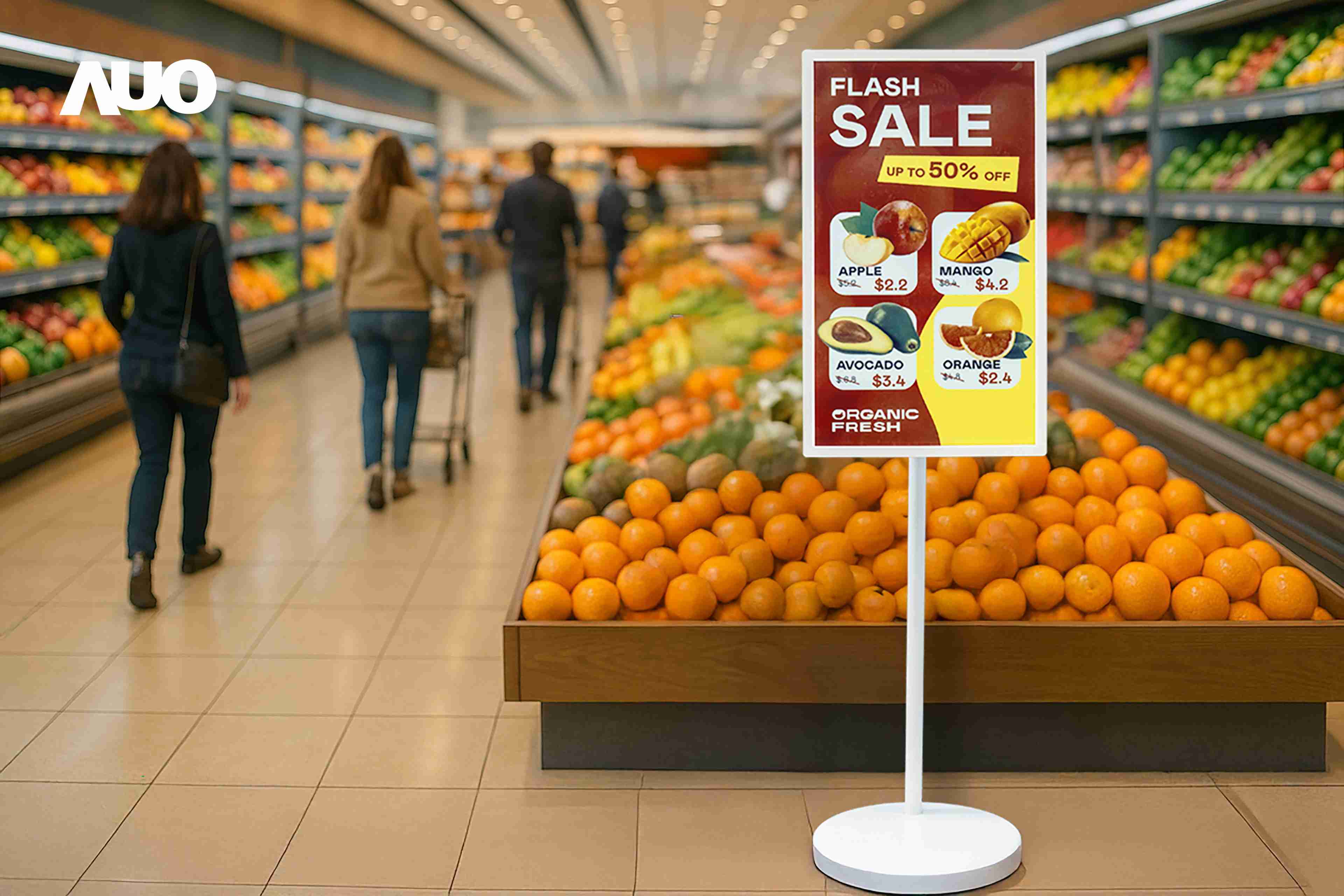 达擎首亮相低功耗、、全彩的〝aecoPost电子纸解决方案〞，，，，仅在更新画面时需要微量的电力驱动，，无需布建电线的便捷设计，，，，使其可灵活应用、、随意置放，，，，并可透过云端或行动装置app，，轻松管理及排程广告内容，，晋升店头营销利器。。。。